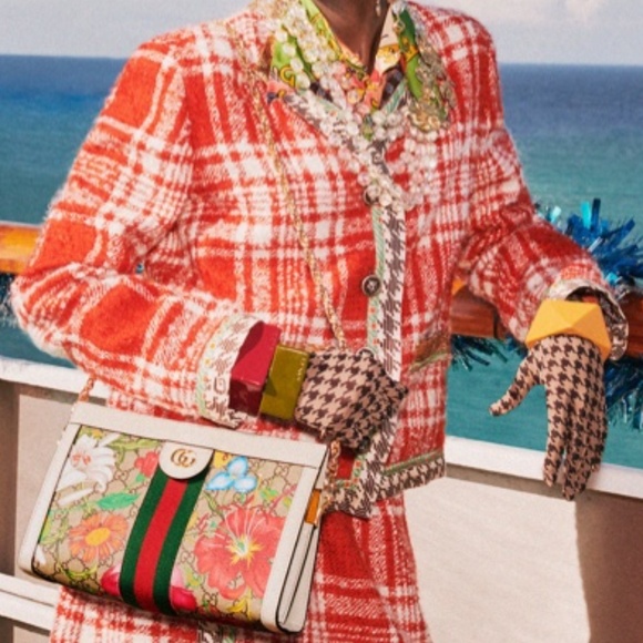 Gucci Handbags - Gucci GG Supreme Marmont Web Flora Ophidia Shoulder Bag